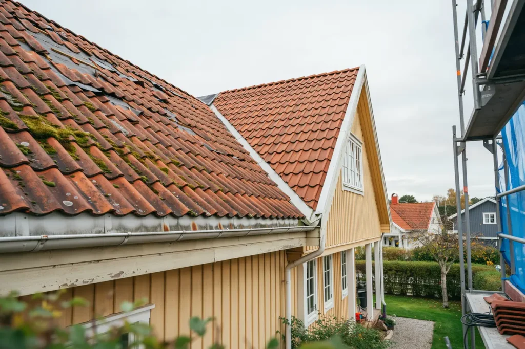 takrenovering i villa tecken p slitage materialval och tg rder som l nar sig